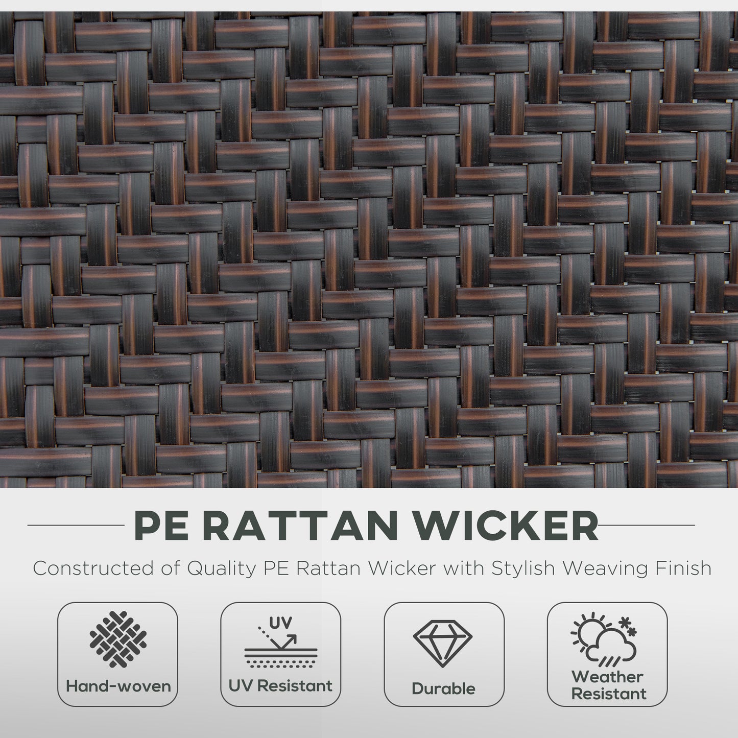 Outsunny Set of 2 Outdoor Wicker Folding Chairs, Patio PE Rattan Dining Armrests Chair set with 7 Levels Adjustable Backrest, for Outdoors, Camping, Red Brown