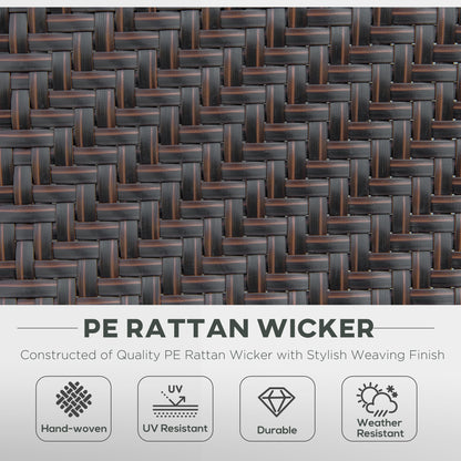 Outsunny Set of 2 Outdoor Wicker Folding Chairs, Patio PE Rattan Dining Armrests Chair set with 7 Levels Adjustable Backrest, for Outdoors, Camping, Red Brown