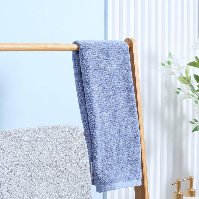 kleankin Freestanding Natural Bamboo Towel Rack with 3 Towel Rails and 3 Storage Shelves, Space-Saving Foldable Towel Holder for Bathroom