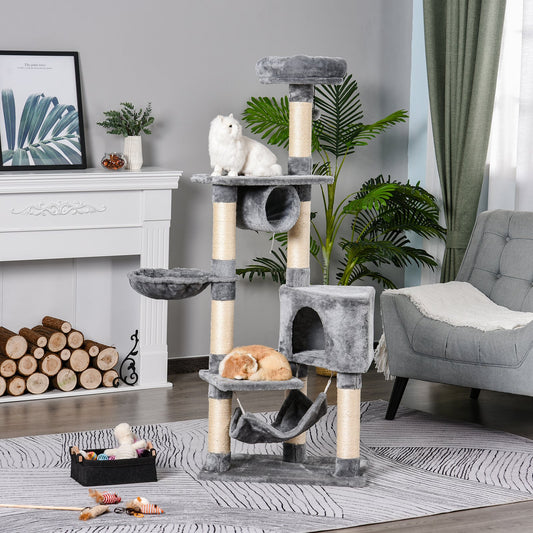 Cat Tree for Indoor Cats Condo Tower Multi-level Height 150CM Kittens Activity Stand House with Toys & Various Scratching Posts
