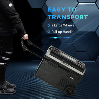 Outsunny 40L Car Refrigerator, Portable Compressor Cooler Box, Fridge Freezer w/ Inner LED Light, Foldable Handles, Cup Holders, 12/24V DC and 110-240V AC for Campervan RV Boat Travel Down to -20‚Äö√ë√â