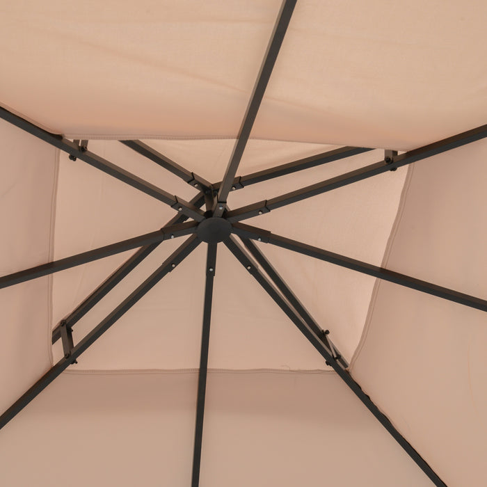 3 x 3(m) Canopy Top Cover for Double Tier Gazebo, Gazebo Replacement Pavilion Roof, Deep Beige (TOP ONLY)