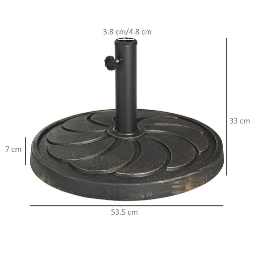 Outsunny 18kg Resin Garden Parasol Base, Round Outdoor Market Umbrella Stand Weight for Poles of âÃ­Â¬â38mm to âÃ­Â¬â48mm, Bronze