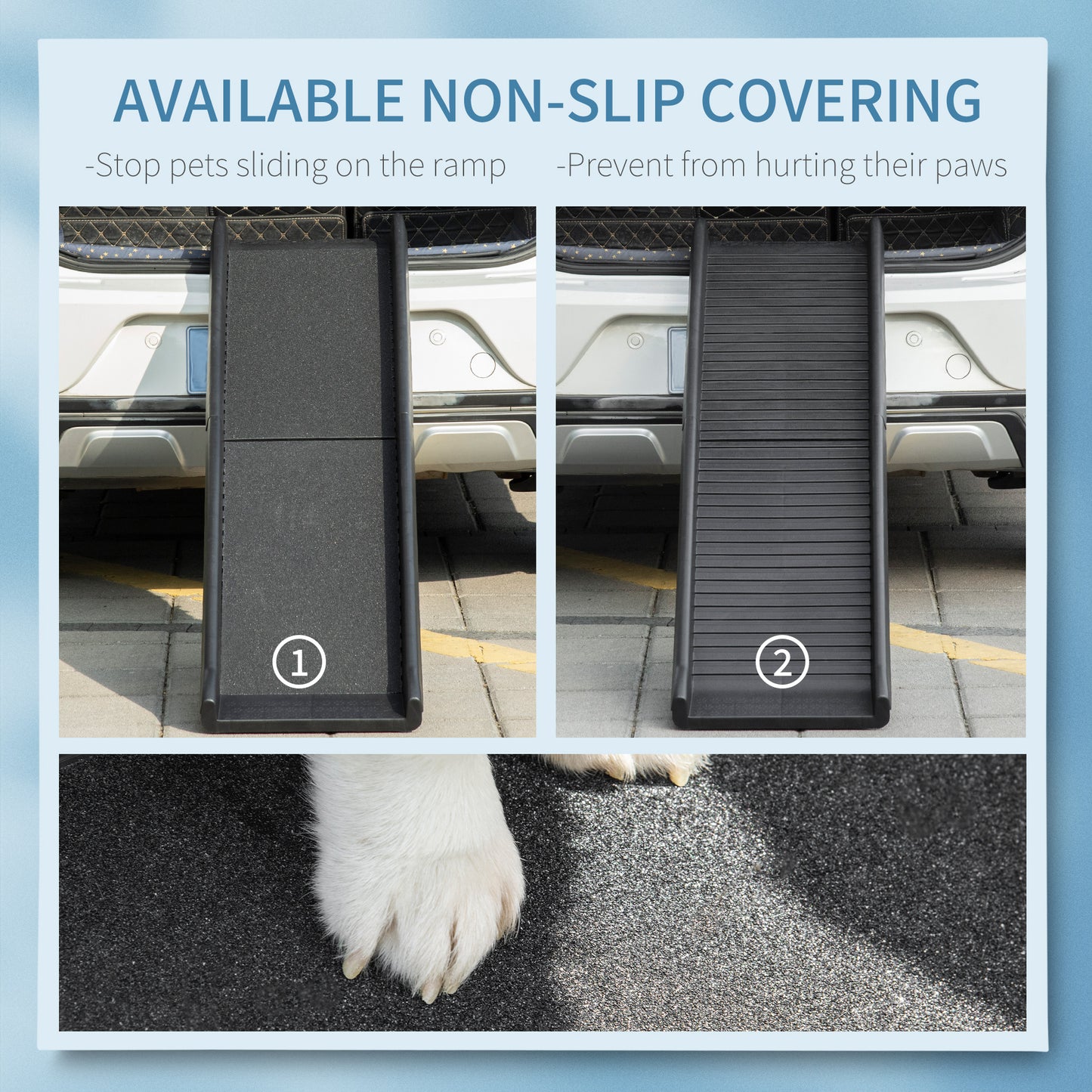 Foldable Pet Ramp Dog Car Ramp for SUVs, Cars w/ Removable Non-Slip Cover - Black