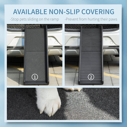 Foldable Pet Ramp Dog Car Ramp for SUVs, Cars w/ Removable Non-Slip Cover - Black