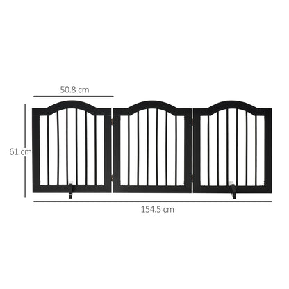 Freestanding Pet Gate Wooden Dog Gate with Support Feet Foldable Pet Fence Safety Barrier for the House Doorway Stairs Black