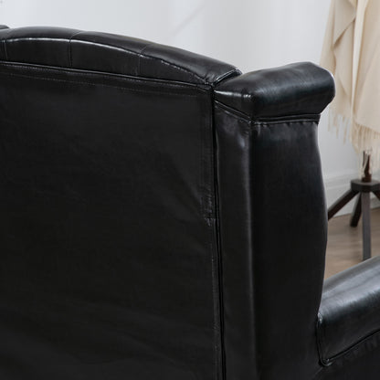 Wingback Armchair, Chesterfield-style High Back Fireside Chair, Tufted Upholstered Accent Chair with Nailhead Trim for Living Room, Bedroom, Home Office, Black