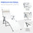 Garden Lounger Steel Frame Outdoor Folding Chaise Recliner with Headrest & 7 Levels Adjustable Backrest, 81.5L x 20.5W x 64.5H, Cream White