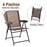 3 Piece Patio Furniture Garden Bistro Set Outdoor 2 Folding Chairs 1 Tempered Glass Table  Adjustable Backrest Metal - Brown