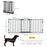 Pet Safety Gate 3-Panel Playpen Fireplace Christmas Tree Metal Fence Stair Barrier Room Divider with Walk Through Door Automatically Close Lock Black