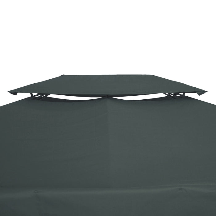 3x4m Gazebo Replacement Roof Canopy 2 Tier Top UV Cover Garden Patio Outdoor Sun Awning Shelters Deep Grey (TOP ONLY)