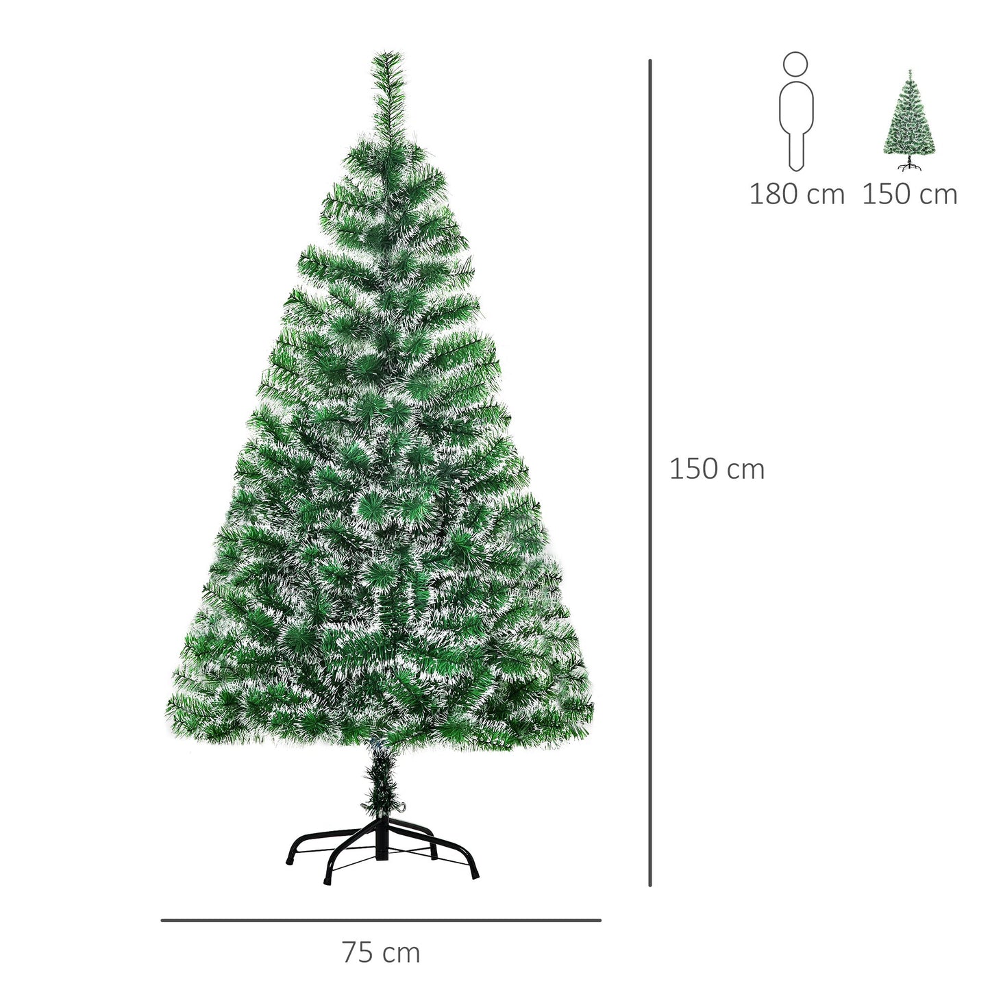 FT Indoor Christmas Tree Artificial Decoration Xmas Gift with Metal Stand Branch Tips