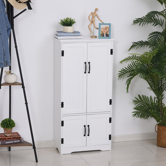 HOMCOM Accent Floor Storage Cabinet Kitchen Cupboard with Adjustable Shelves and 2 Lower Doors, White