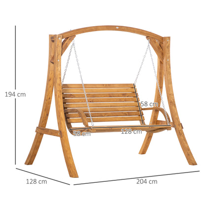 2 Seater Garden Swing Chair, Outdoor Wooden Swing Bench Seat