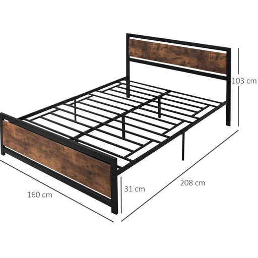 Full Bed Frame with Headboard & Footboard, Strong Slat Support Twin Size Metal Bed w/ Underbed Storage Space, No Box Spring Needed