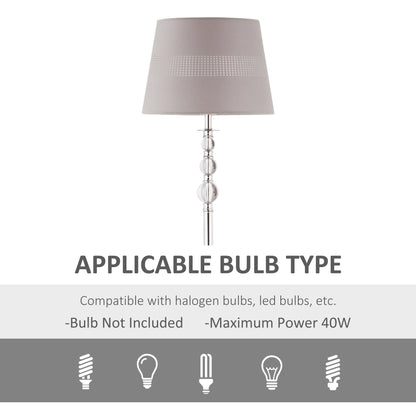 HOMCOM Floor Lamp with Hollow Out Fabric Shade, Chrome Base for Bedroom, Living Room, Study, 162cm, Grey