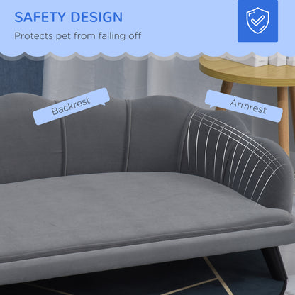 Dog Sofa for Medium, Large Dogs, Shell Shaped Pet Couch Bed w/ Legs, Cushion, Washable Cover - Grey