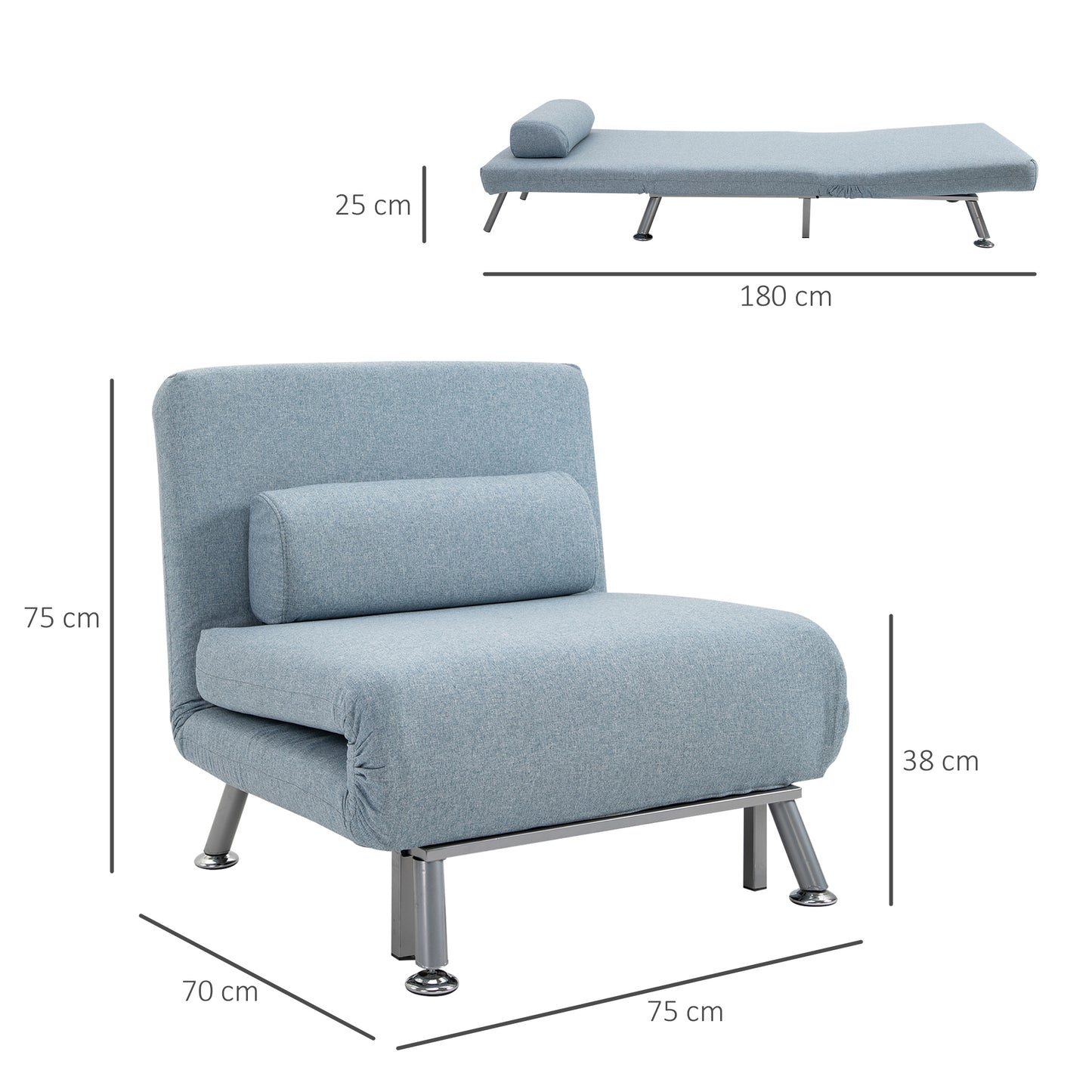 Single Sofa Bed - Blue