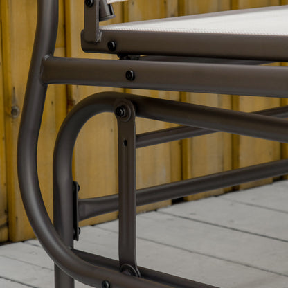 Glider Rocking Chair & Table Set 2 Single Seaters Rocker Garden Swing Chair Patio Furniture Bistro Set Brown