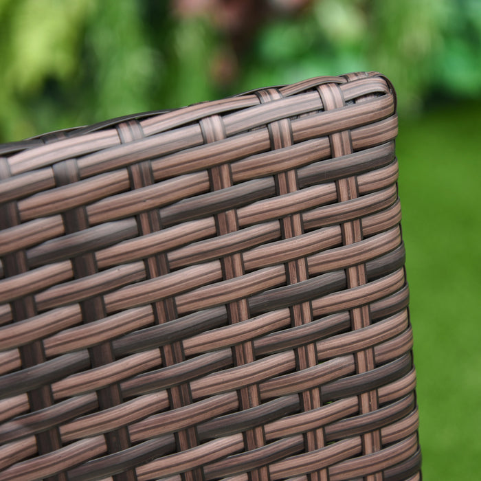 Set of 2 Outdoor Rattan Garden Chairs with Armrests & Cushions - Mixed Brown