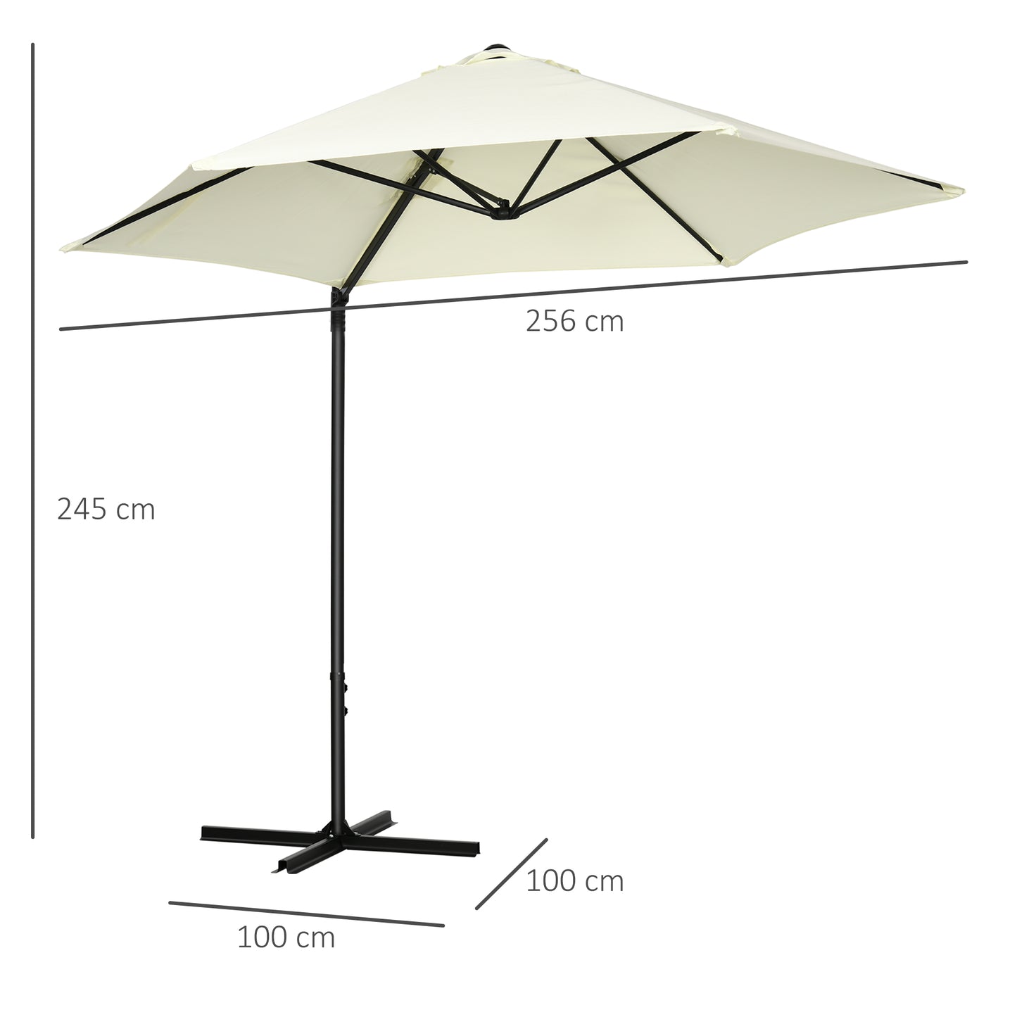 Outsunny 2.5M Garden Cantilever Parasol with 360¬¨‚àû Rotation, Offset Roma Patio Umbrella Hanging Sun Shade Canopy Shelter with Cross Base, Beige