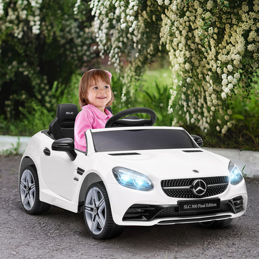 AIYAPLAY Mercedes Benz SLC 300 Licensed 12V Kids Electric Ride On Car with Parental Remote Two Motors Music Light Suspension Wheel for 3-6 Year White