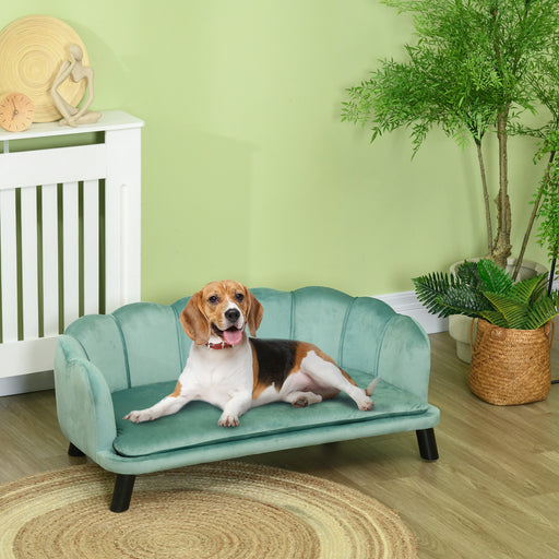 Dog Sofa, Pet Couch Bed for Medium, Large Dogs, with Legs, Cushion - Green