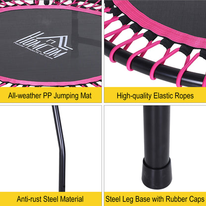 45" Round Mini Trampoline Rebounder Indoor Outdoor Jumper with Adjustable Handle - Pink