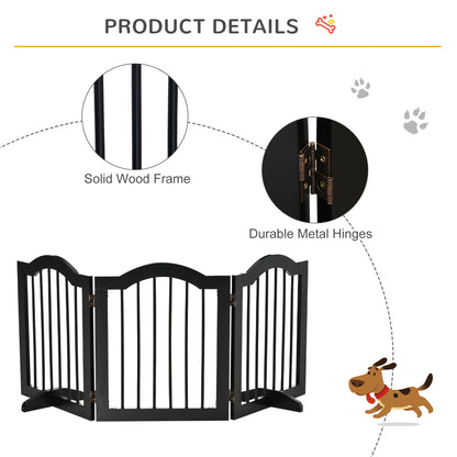 Freestanding Pet Gate Wooden Dog Gate with Support Feet Foldable Pet Fence Safety Barrier for the House Doorway Stairs Black