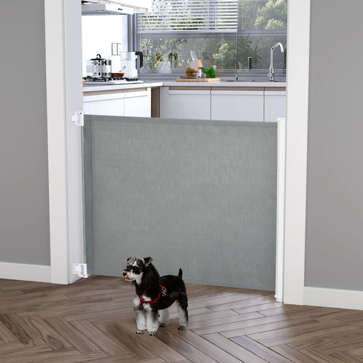 Retractable Dog Gate Stair Gate Safety Pet Barrier for Home Doorway Room Divider Stair Guard Grey 115L x 82.5H cm