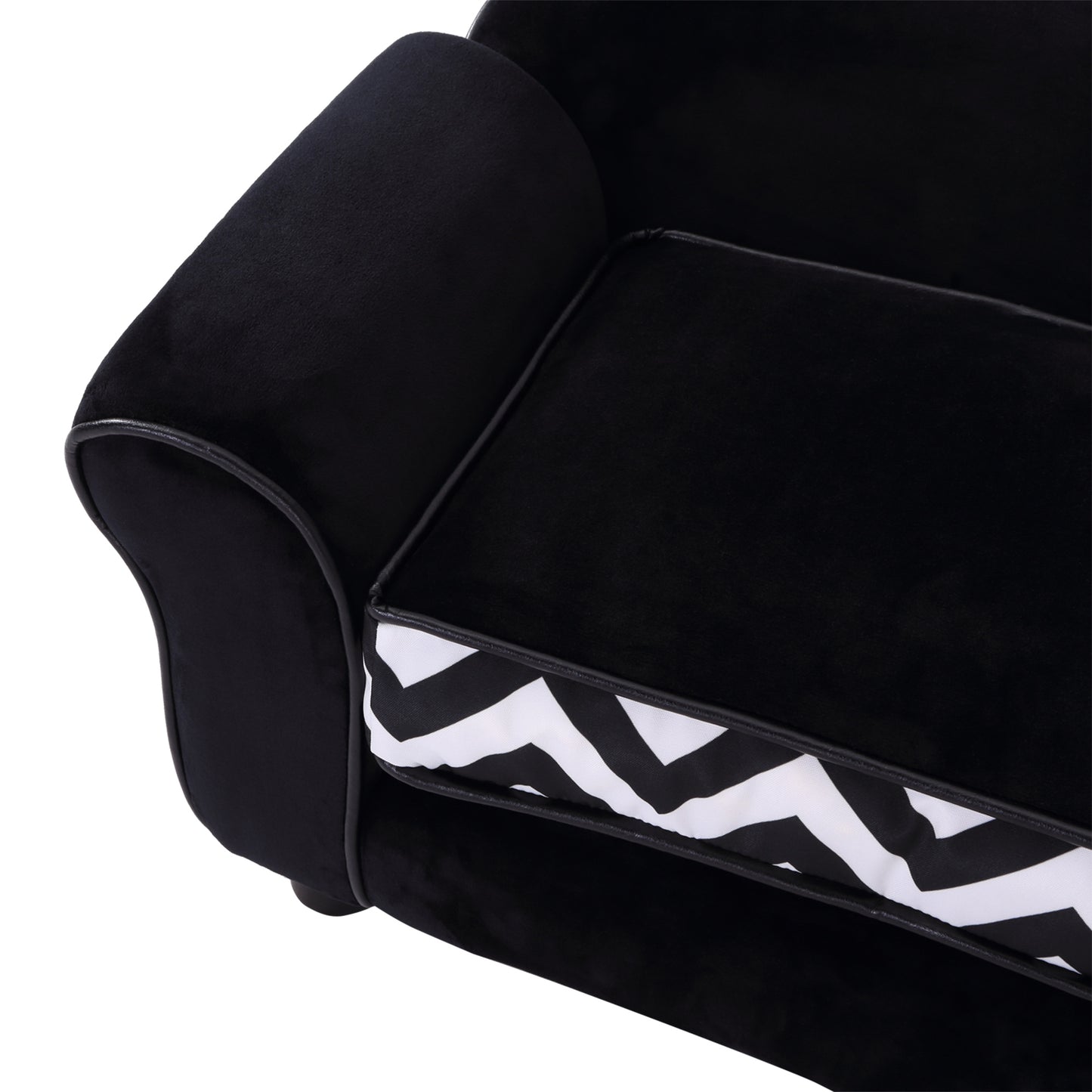Dog Sofa Bed for XS-Sized Dogs, Cat Sofa with Soft Cushion, Pet Chair Lounge with Washable Cover, Removable Legs, Wooden Frame - Black