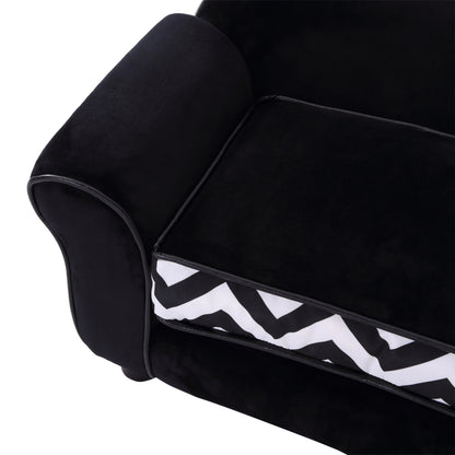 Dog Sofa Bed for XS-Sized Dogs, Cat Sofa with Soft Cushion, Pet Chair Lounge with Washable Cover, Removable Legs, Wooden Frame - Black