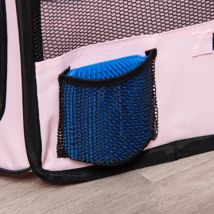 Fabric Pet Whelping Box Dog Cat Puppy Playpen Rabbit Guinea Pig Play Pen in Pink With Carry Bag Small Dia 90 x 41Hcm