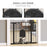 Dog Gate with Cat Flap Pet Safety Gate Barrier, Stair Pressure Fit, Auto Close, Double Locking, for Doorways, Hallways, 75-103 cm Black