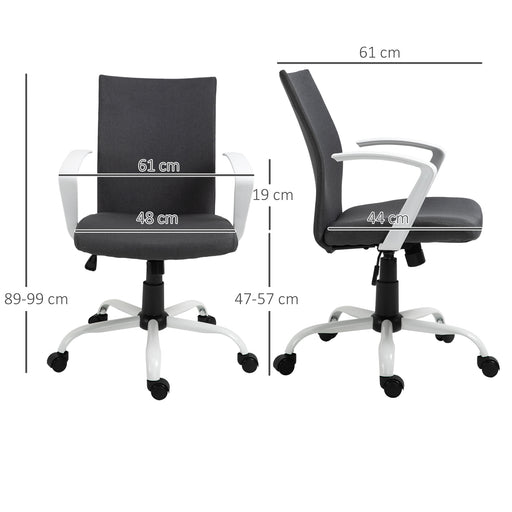 Swivel Chair Linen Computer Desk Chair Home Study Task Chair with Wheels, Arm, Adjustable Height, Dark Grey