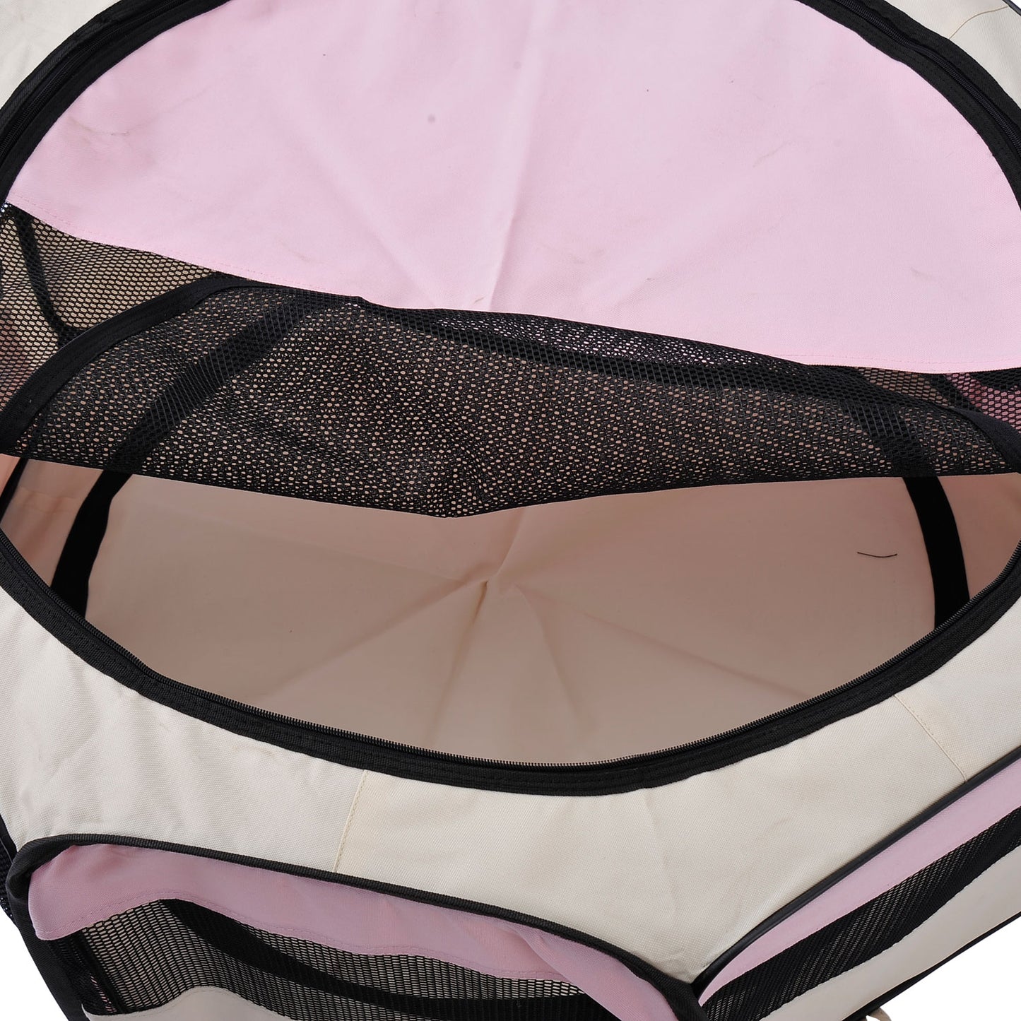 Fabric Dog Play Pen Puppy Pet Cat Rabbit Pig Guinea Playpen Run Indoor & Outdoor, Dia 90 x 41H cm Pink