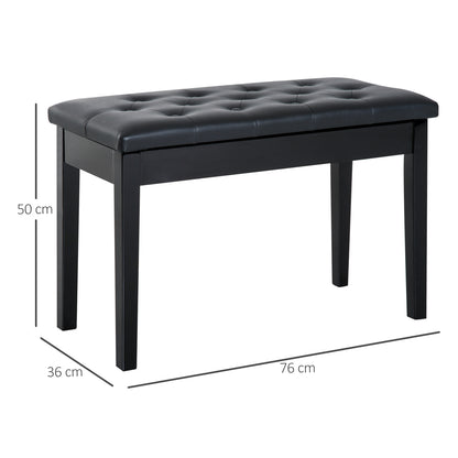 HOMCOM Faux Leather Piano Stool Makeup Stool Bench Dressing Table Seat with Storage 76x36x50cm, Black