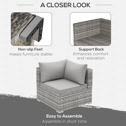 PE Rattan Wicker Corner Set Garden Furniture Single Chair w/ Cushions, Grey