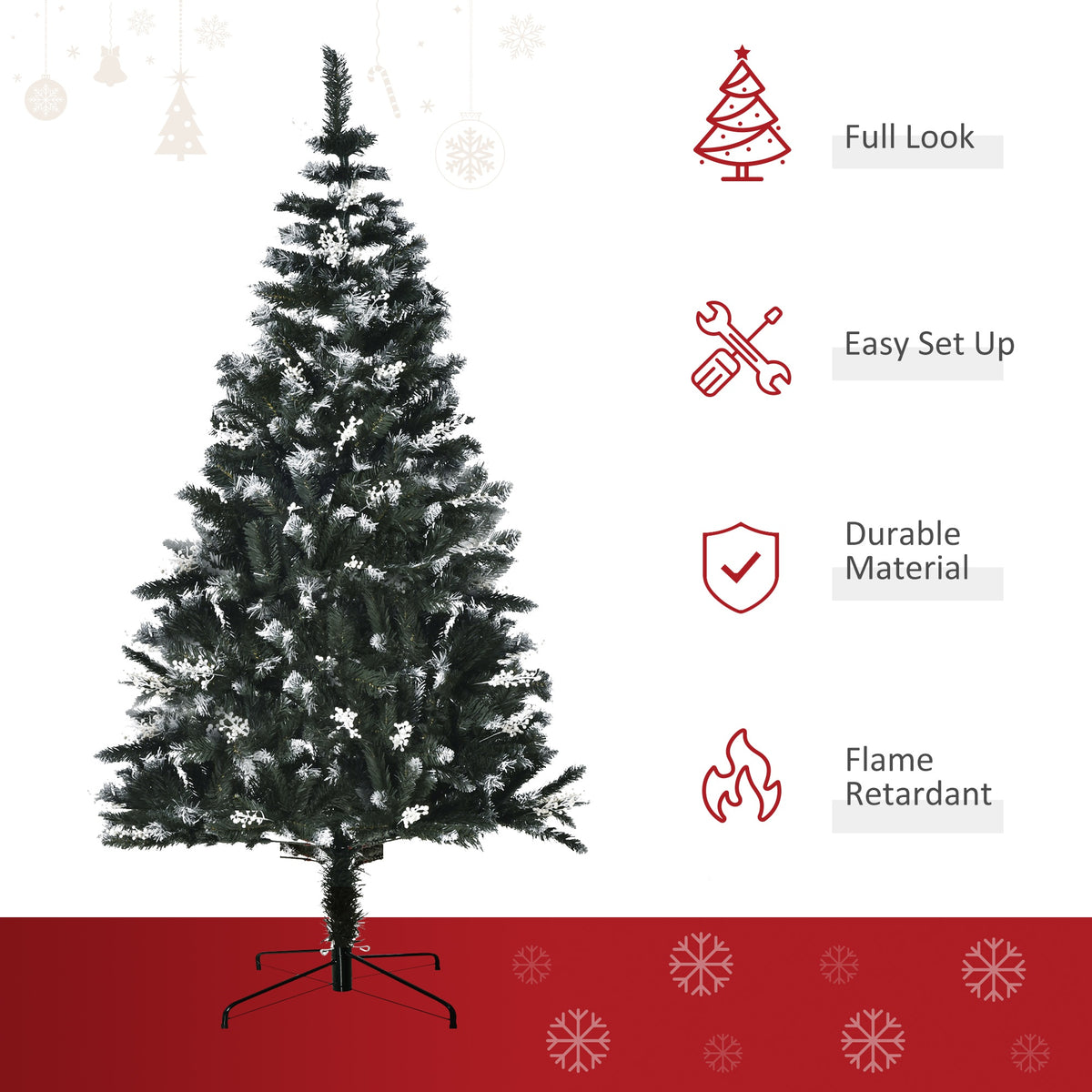 6ft Snow-Tipped Artificial Christmas Tree with White Berries