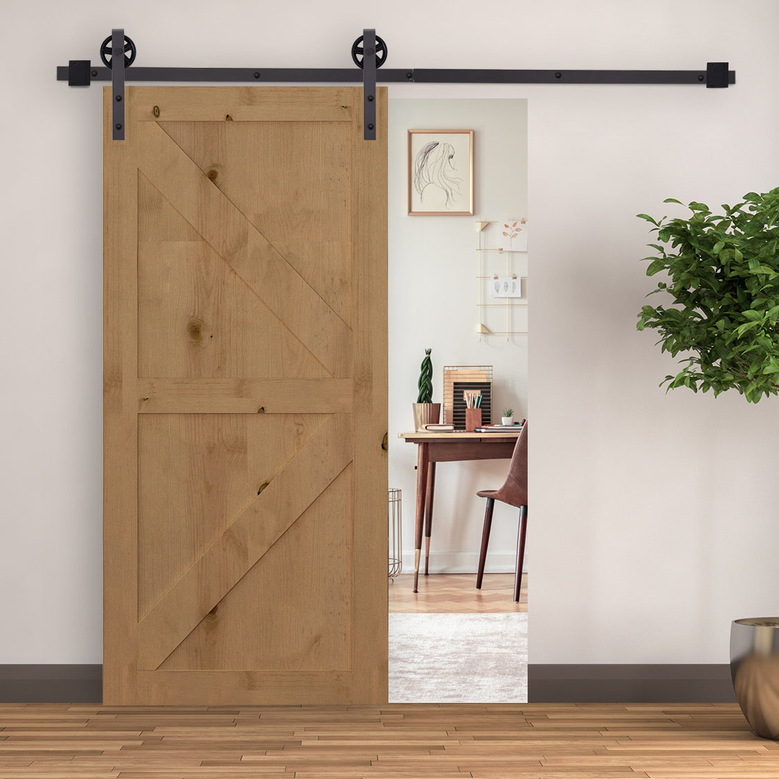 1.83m Sliding Barn Door Hardware Kit (Door Not Included) - Deep Coffee