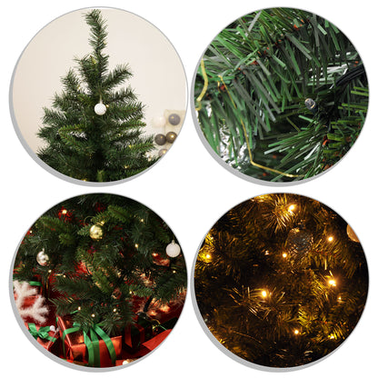6ft Pre-Lit Artificial Christmas Tree with 200 Warm White LEDs & Baubles