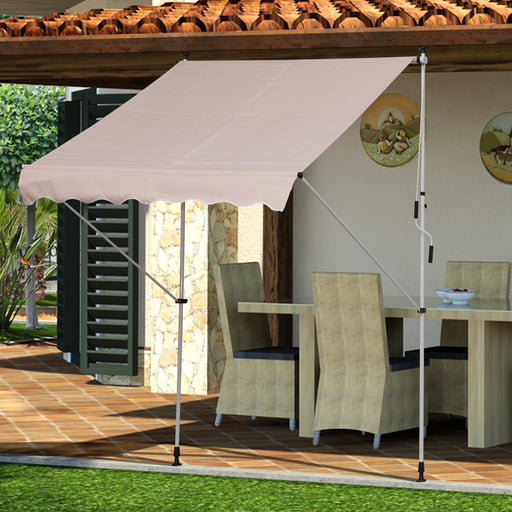 2x1.5m Garden Patio Manual Awning Canopy Sun Shade Shelter Adjustable Aluminium Frame Awning Beige