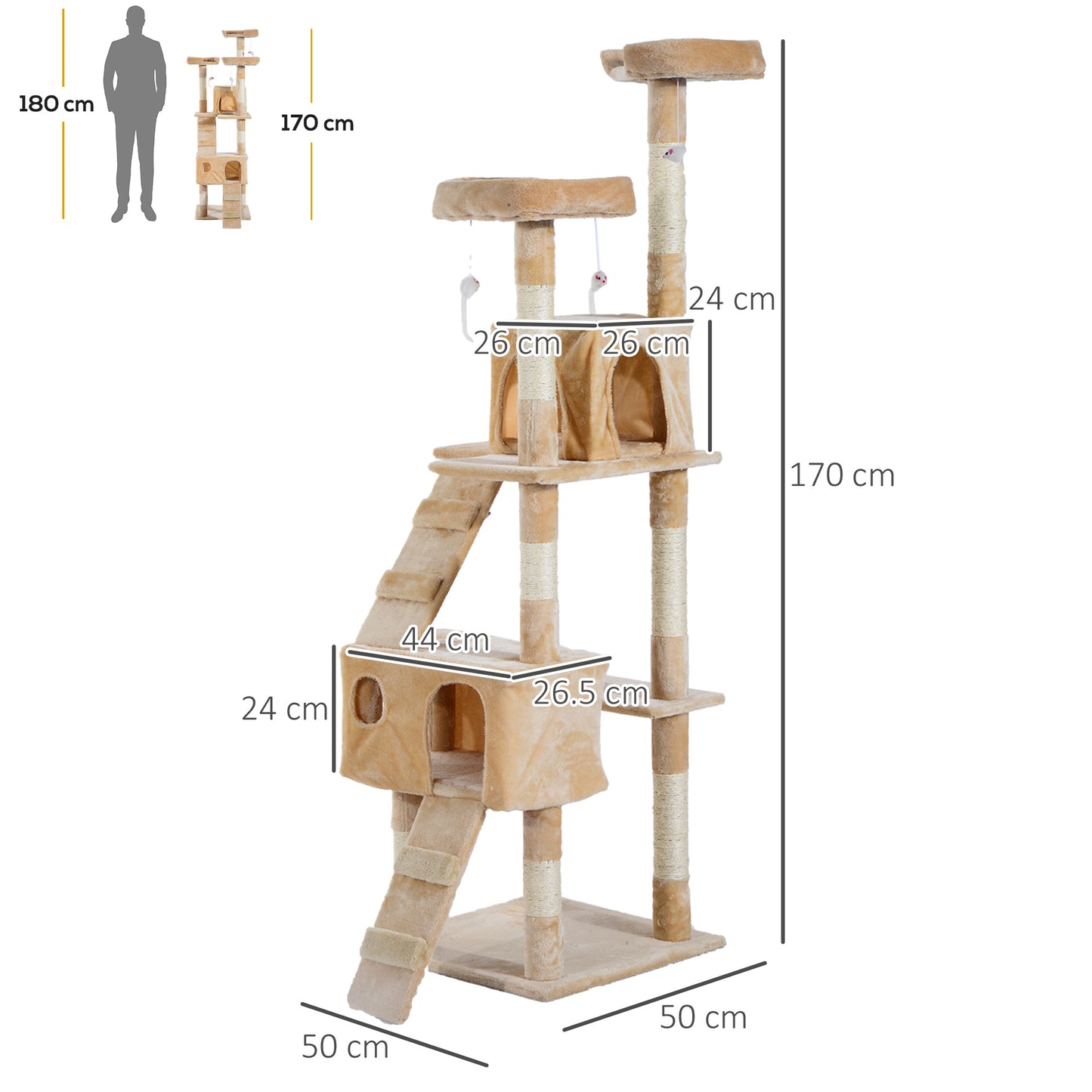 Cat Tree for Indoor Cats Kitten Kitty Scratching Scratcher Post Climbing Tower Activity Center House Cream