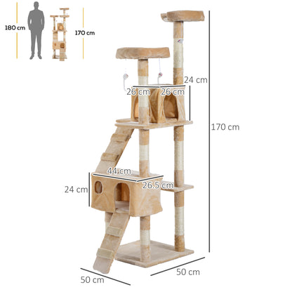 Cat Tree for Indoor Cats Kitten Kitty Scratching Scratcher Post Climbing Tower Activity Center House Cream