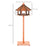 Wooden Bird Feeder Bird Table Bird House Playstand with Roof 130cm for Outside Use Brown