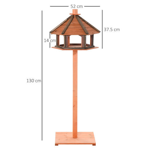 Wooden Bird Feeder Bird Table Bird House Playstand with Roof 130cm for Outside Use Brown