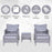 2 Seater PE Rattan Garden Furniture Set, 2 Armchairs 2 Stools Glass Top Table Cushions Wicker Weave Chairs Outdoor Seating - Grey