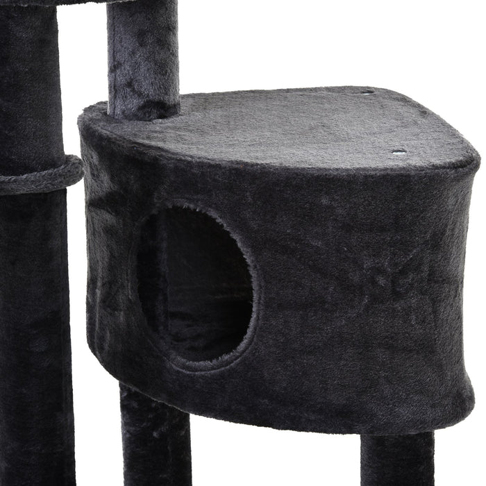 Floor to Ceiling Cat Tree for Indoor Cats Play Tower Climbing Activity Center Scratching Post Platforms Condo Adjustable Height 220-265cm Grey