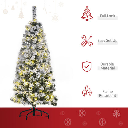 4ft Snow-Flocked Pre-Lit Artificial Christmas Tree with 150 Warm White LEDs