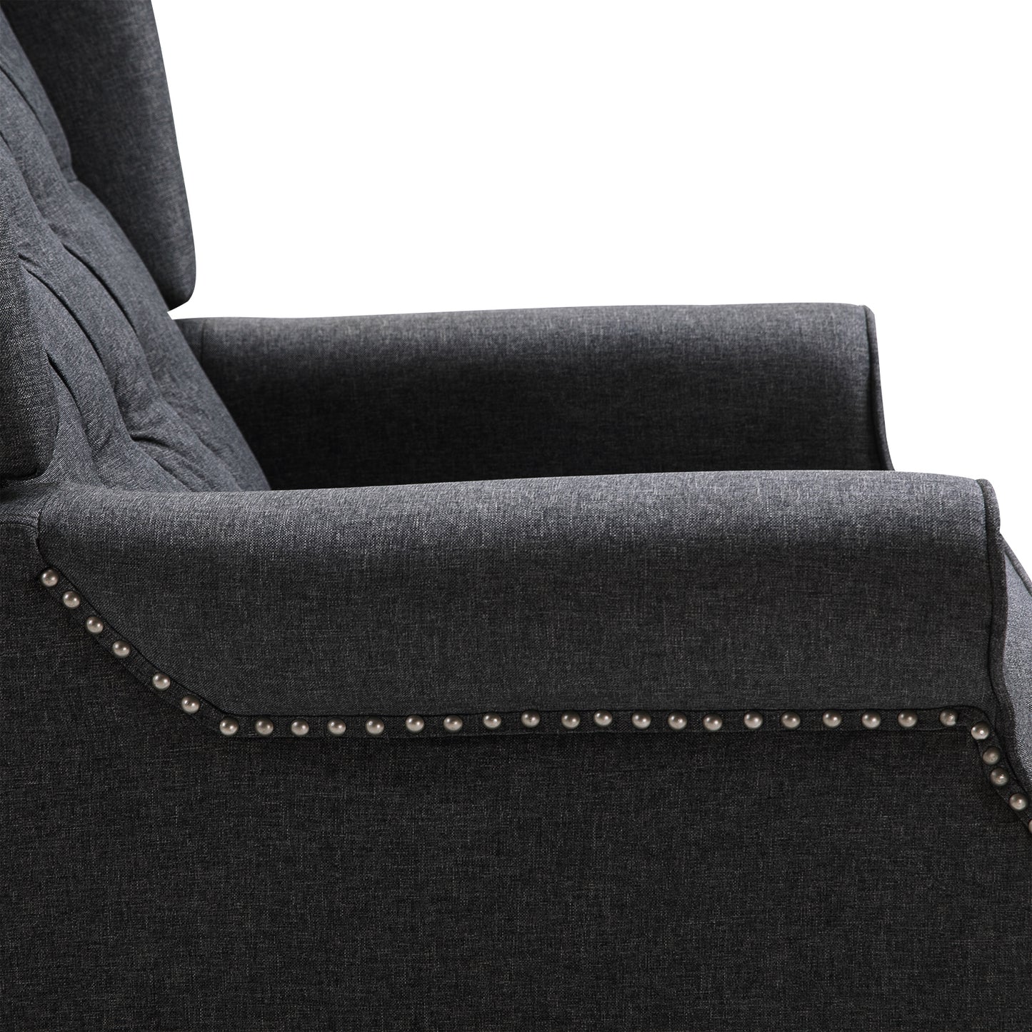 Recliner Armchair with Footrest Grey Tone in a Vintage Tufted Design Dark Grey